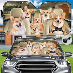 Corgi Family Car Sun Shade, Corgi Car Accessory, Corgi Car Windshield, Corgi Lovers Gifts, Corgi Sun Shade, Dog Car Sun Shade, Gift For Men