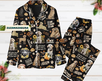 Labrador Pajamas Set, Labrador Shirt, Labrador Gift, Labrador Pajamas, Dog Pajamas, Dog Pajamas Set, Dog Lover Gift, Pajama Set Women