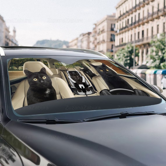 Schwarze Katze Familie Auto Sonnenschutz, schwarze Katze Auto