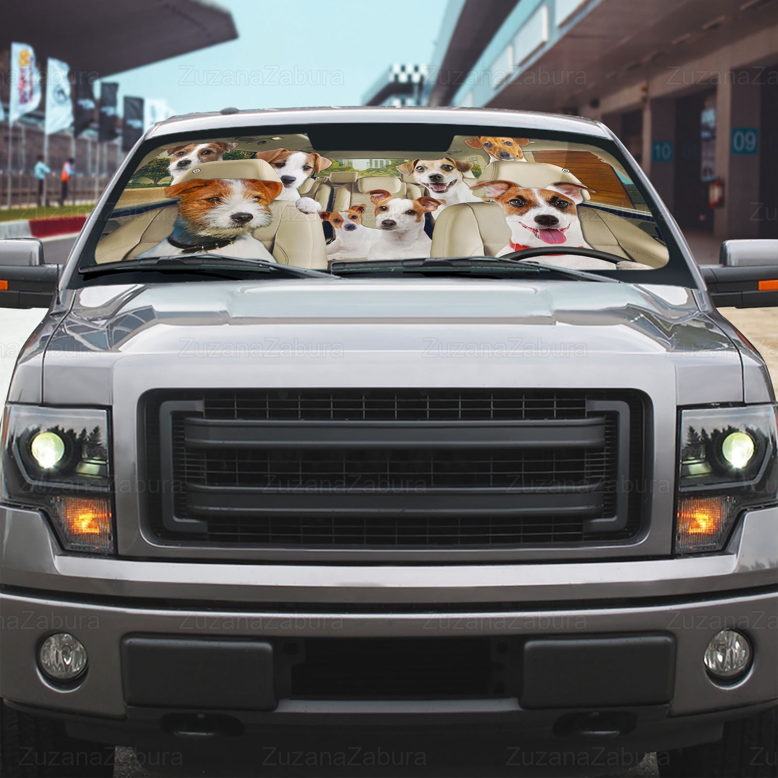 Dog Yorkshire Terrier Puppy Pattern Print Car Sun Shade