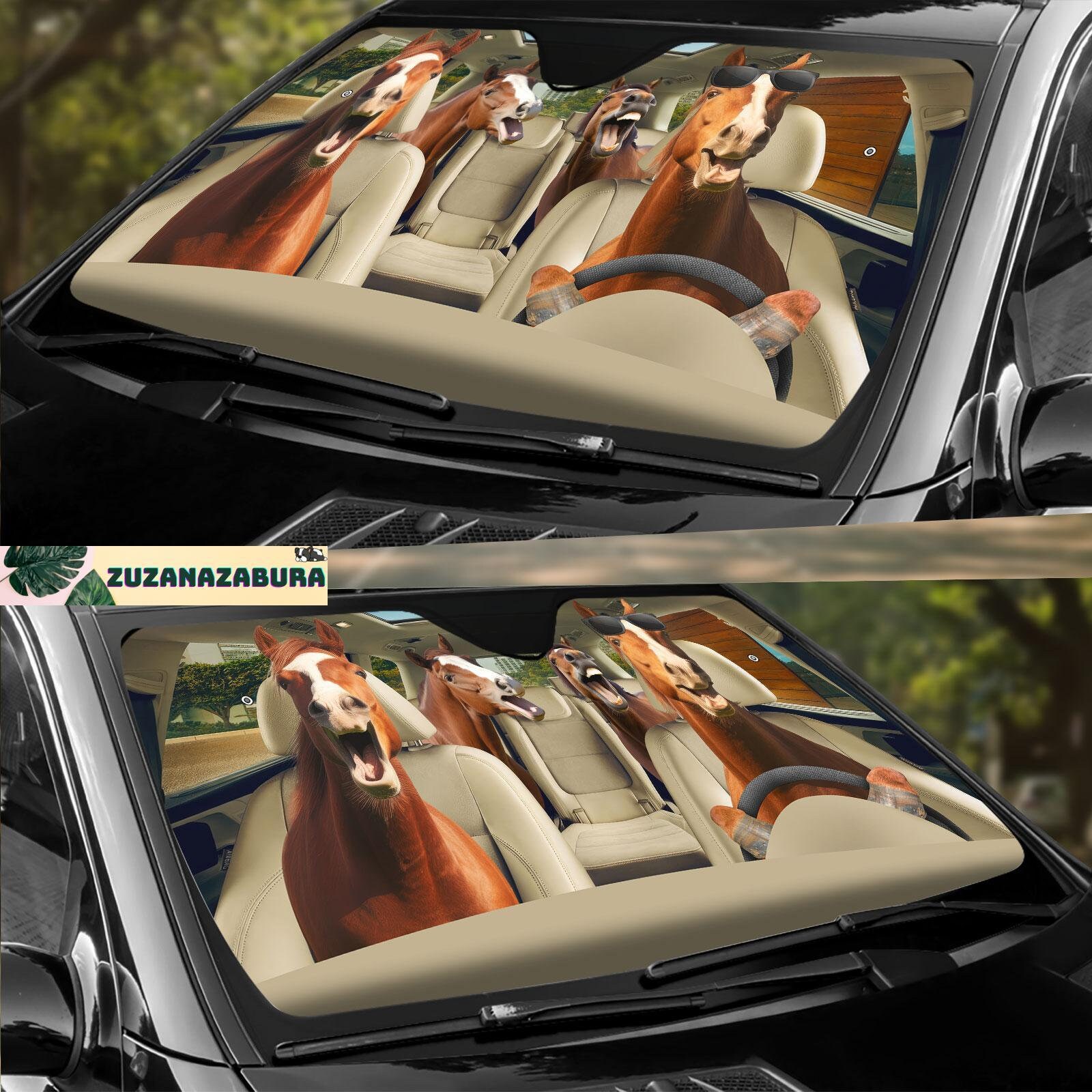 Funny Horse Car Sunshade, Horse Sunshade, Horse Car Decoration