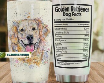 Golden Retriever Tumbler, Golden Retriever Gift, Dog Tumbler, Dog Lover Tumbler, Golden Retriever Stainless Tumbler, Insulated Tumbler