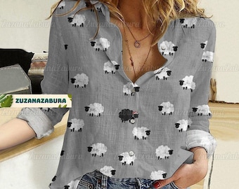Sheep Blouse Shirt, Animal Lover Casual Shirt, Sheep Women Blouses Shirt, Sheep Mom Women Shirt, Gift For Mom