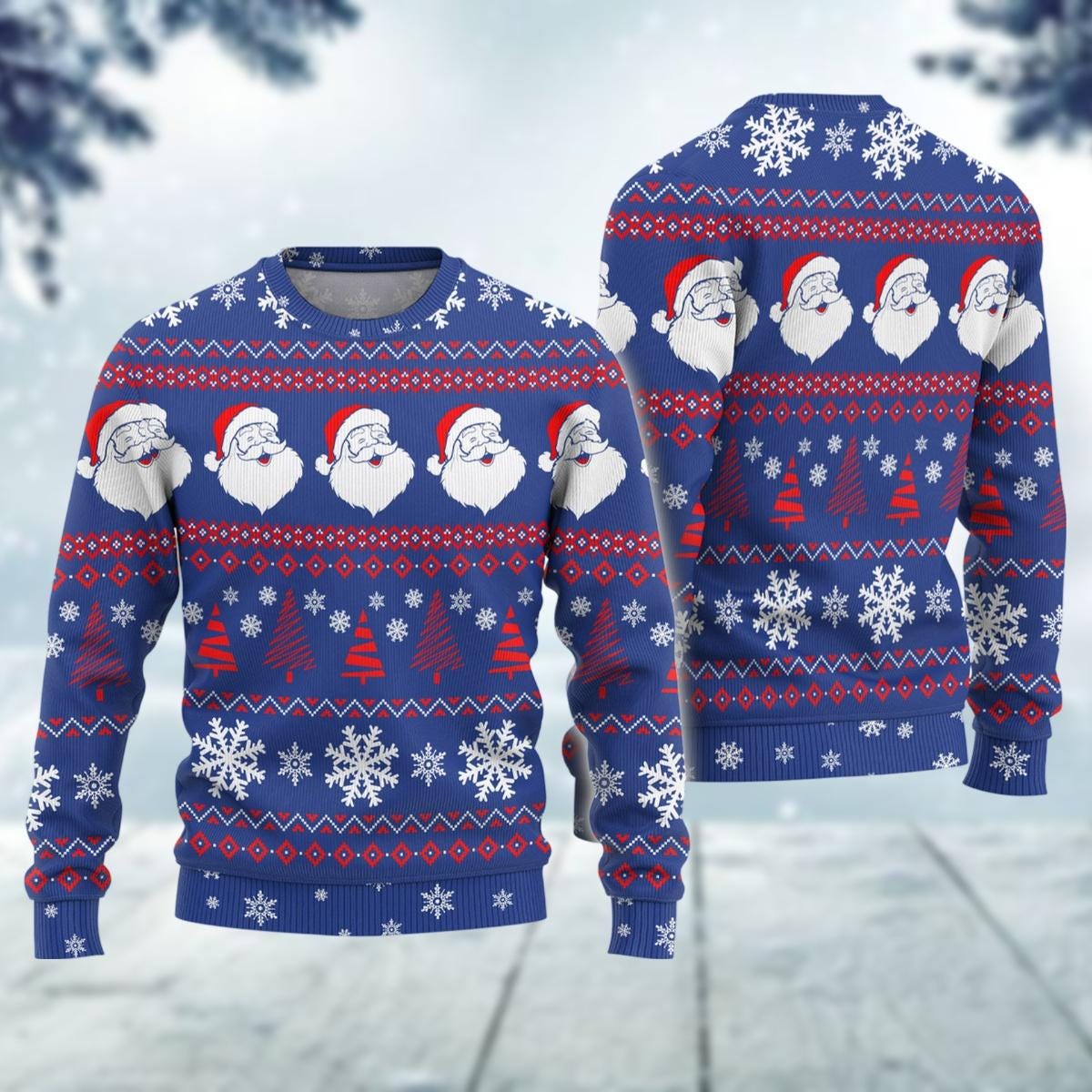 Discover Santa Claus Ugly Christmas Sweater, Snowflake Christmas Sweatshirt, Women Holiday Shirt, Funny Santa Xmas Sweater