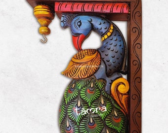 Corbel Wood Wall Bracket, Peacock Wall Bracket, Wooden Wall Corbel, Wall Hanging Shelf, Floating Shelfs, Wall Decor,Indian Art, Set of 2