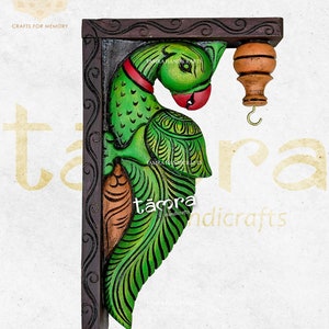 Parrot Wall Hanging Bracket, Wood Wall Bracket, Wall Bracket, Wooden Wall Corbel, Floating Shelfs, Wall Decor,Indian Art, Wall Deco,Set of 2