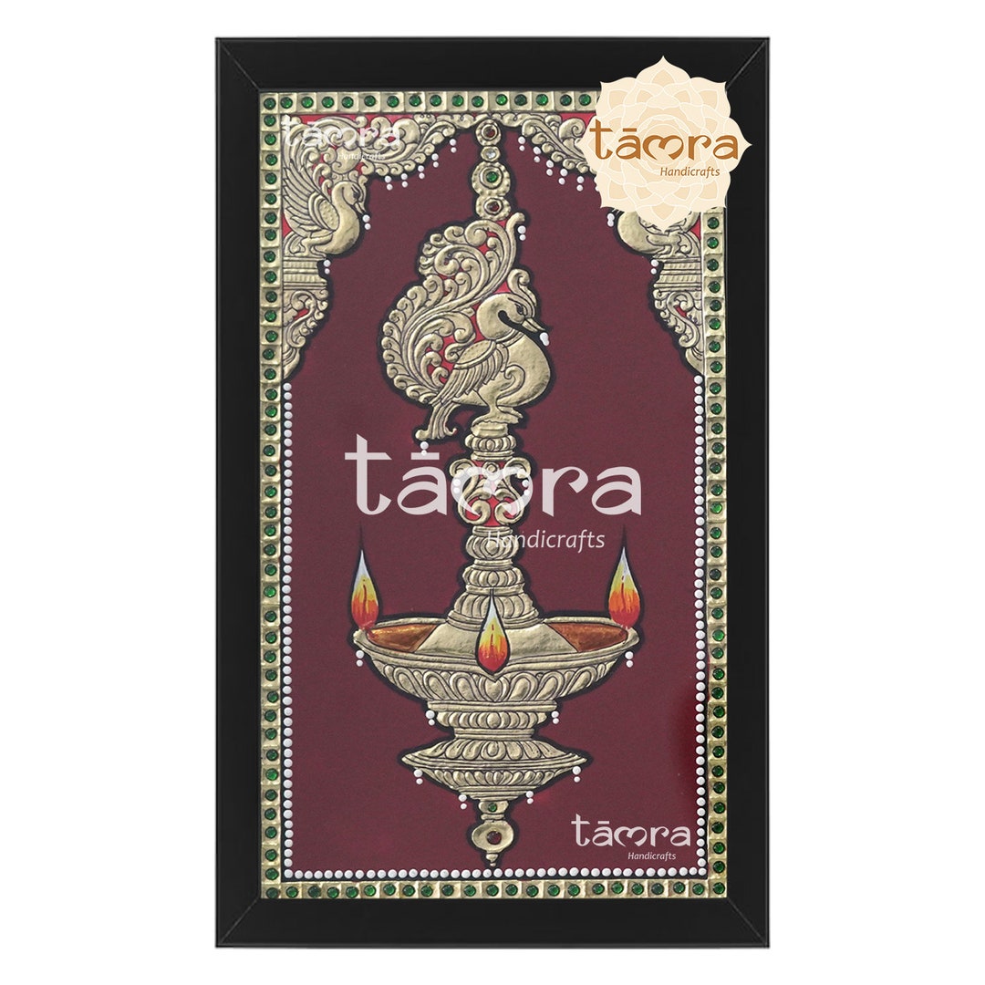 Lamp Tanjore Painting - Oil Lamp Painting, Tanjore Traditional Painting ...