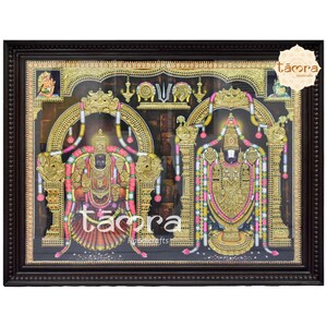 Balaji Padmavati Tanjore Painting - Balaji Padmavathi, Balaji Painting, Balaji Padmavathi Painting, Balaji Photo, Tirupati Photo