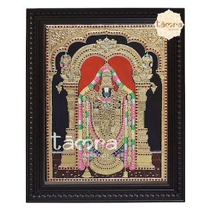 Tanjore Painting - Balaji (Lord Venkateshwara), Balaji Wall Painting, Balaji Photo, Balaji Painting, Balaji Photo, Indian Art, Free Shipping