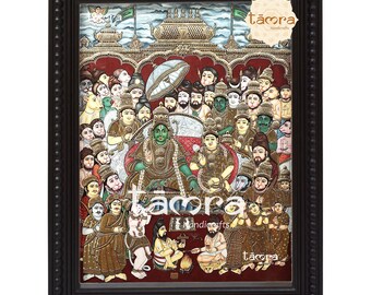 ラマ・パタビシェカ・タンジョール絵画 – 22ct ゴールド箔、チーク材フレーム
