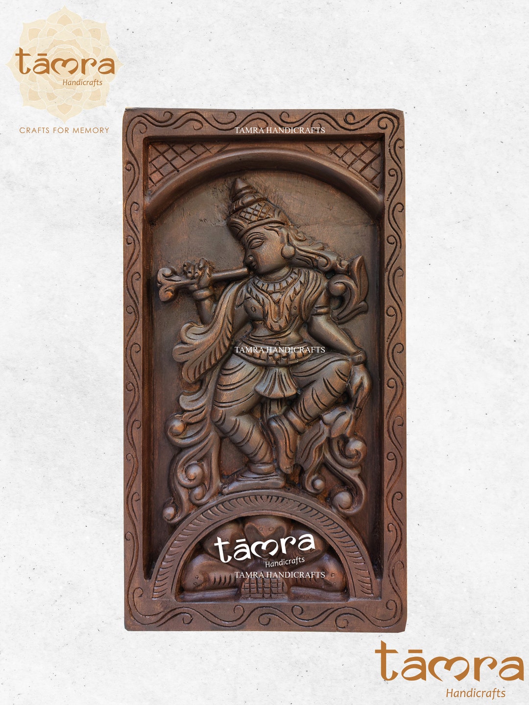 Wall Krishna, Wooden Krishna Panel, Wall Hanging Krishna, Wall Decor