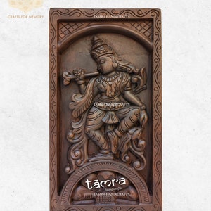 Wall Krishna, Wooden Krishna Panel, Wall Hanging Krishna, Wall Decor, Indian Art, Krishna Statue, Indian Wall Decor, Wooden Handicraft