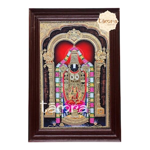 Tanjore Painting - Balaji Pada Laxmi, Balaji Painting, Balaji Photo, Balaji Laxmi Painting, Pure Gold Foil Tanjore Painting, Tirupati Photo