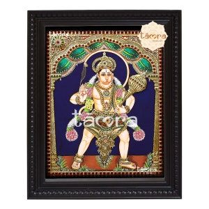 Hanuman Tanjore Painting - Hanuman Painting, Hanuman Wall Art, Anjaneya Painting, Bajrangbali Photo, Pavanputra Photo, Free Shipping