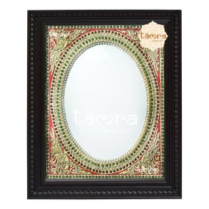 Tanjore Painting Mirror, Wall Mirror, Wall Hanging Mirror, Thanjavur Painting, Indian Art, Free International Shipping, Gold Foil Art, Gold