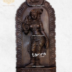 Wall Meenakshi, Wooden Meenakshi Panel, Wall Hanging Meenakshi, Wall Decor, Indian Art, MeenakshiStatue, Indian Wall Decor,Wooden Handicraft