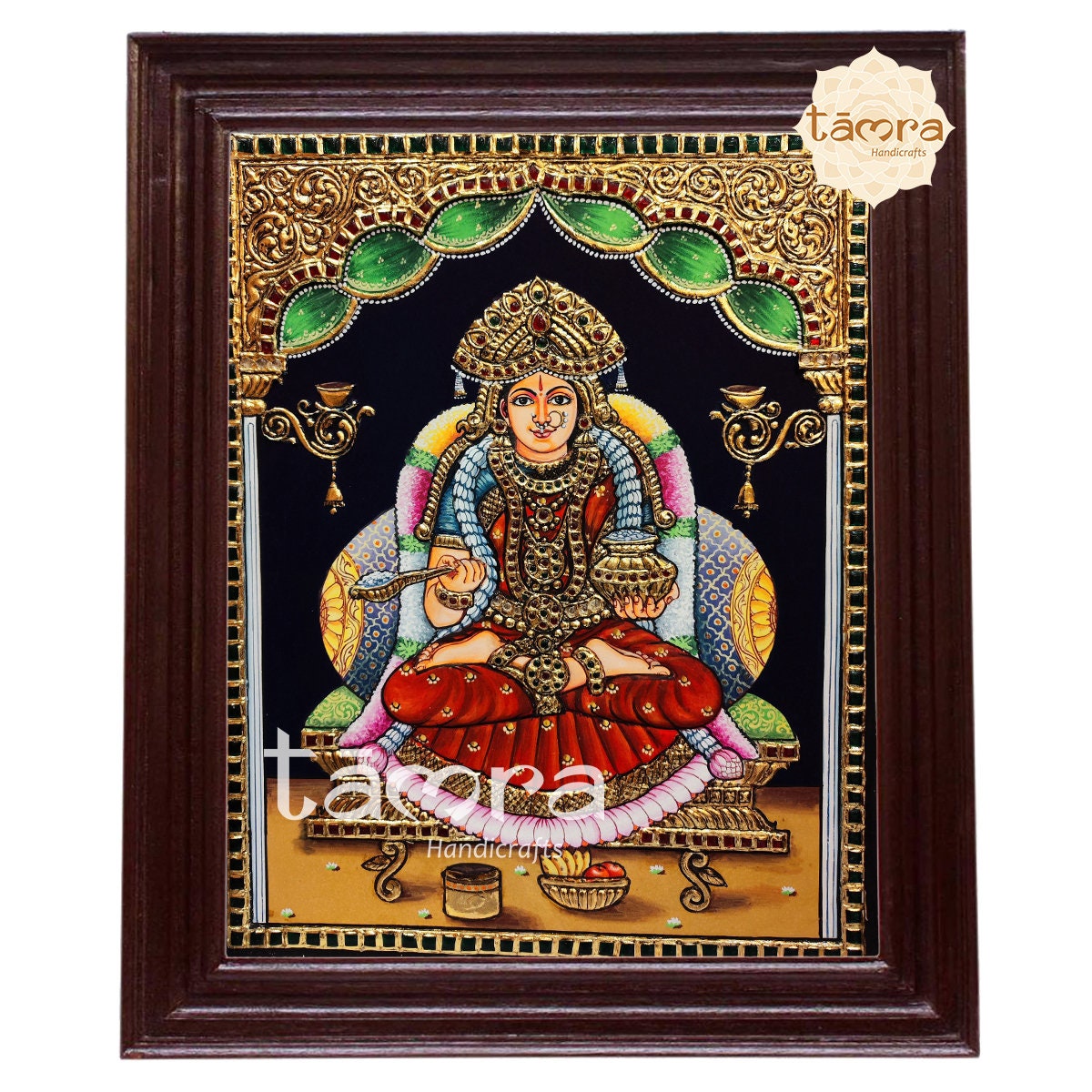 Tanjore Painting Annaporneshwari Devi goddess Annapurna - Etsy