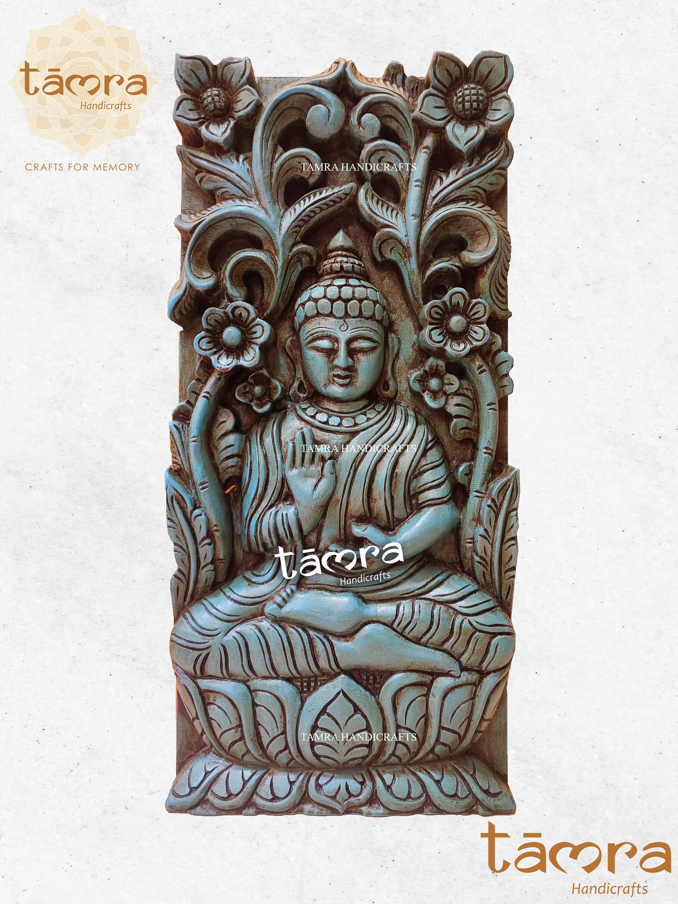 Hand Carved Wooden Buddha Wall Panel, Indian Pooja Room Decor - Etsy