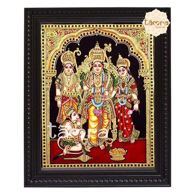 Tanjore Painting Ram Darbar Pure 22ct Gold Foil Thanjavur Etsy