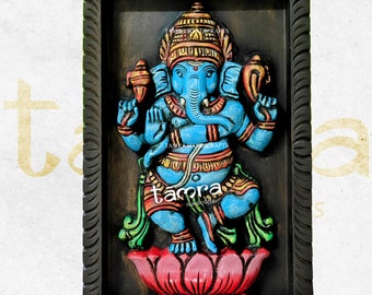 Ganesha Wall Panel, Ganesha Wall Decor, Indian Wall Decor, Pooja Room Decor, Wooden Handicraft, Indian Hand Carving Decor, Ethnic Art