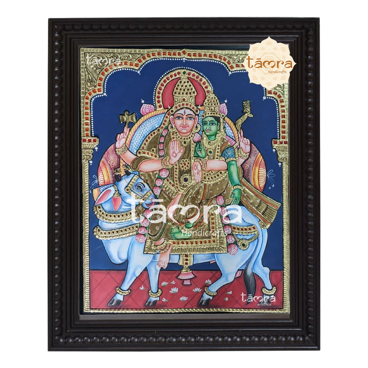 Shiva Parvathi Sitting on Nandi Tanjore Painting Shiva - Etsy