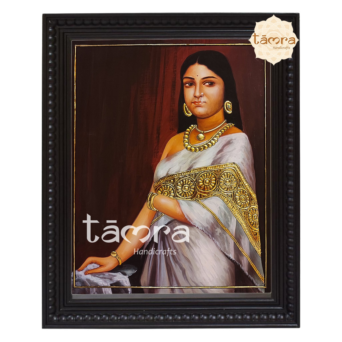 Il Raja Raja Ravi Varma Oil Painting Lady With Flower