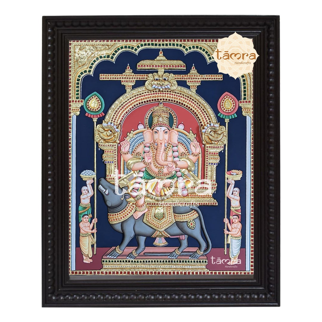 Tanjore Painting Ganesha on Rat lord Ganesha, Ganesha Photo, Ganesha