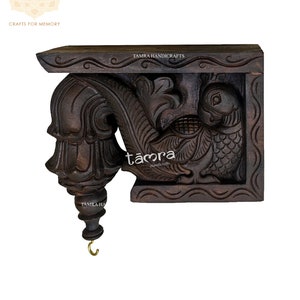 Parrot Wall Hanging Corbel, Wood Wall Bracket, Wall Bracket, Wooden Wall Corbel, Floating Shelfs, Wall Decor,Indian Art, Wall Deco, Set of 2