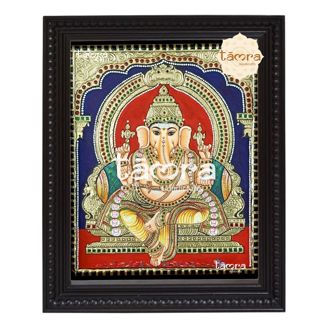 Ganesha Tanjore Painting Handcrafted With Rich Gold Foil Etsy