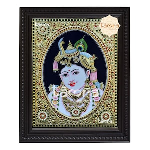 Butter Krishna Tanjore Painting: Bal Gopal Gold Foil Wall Art