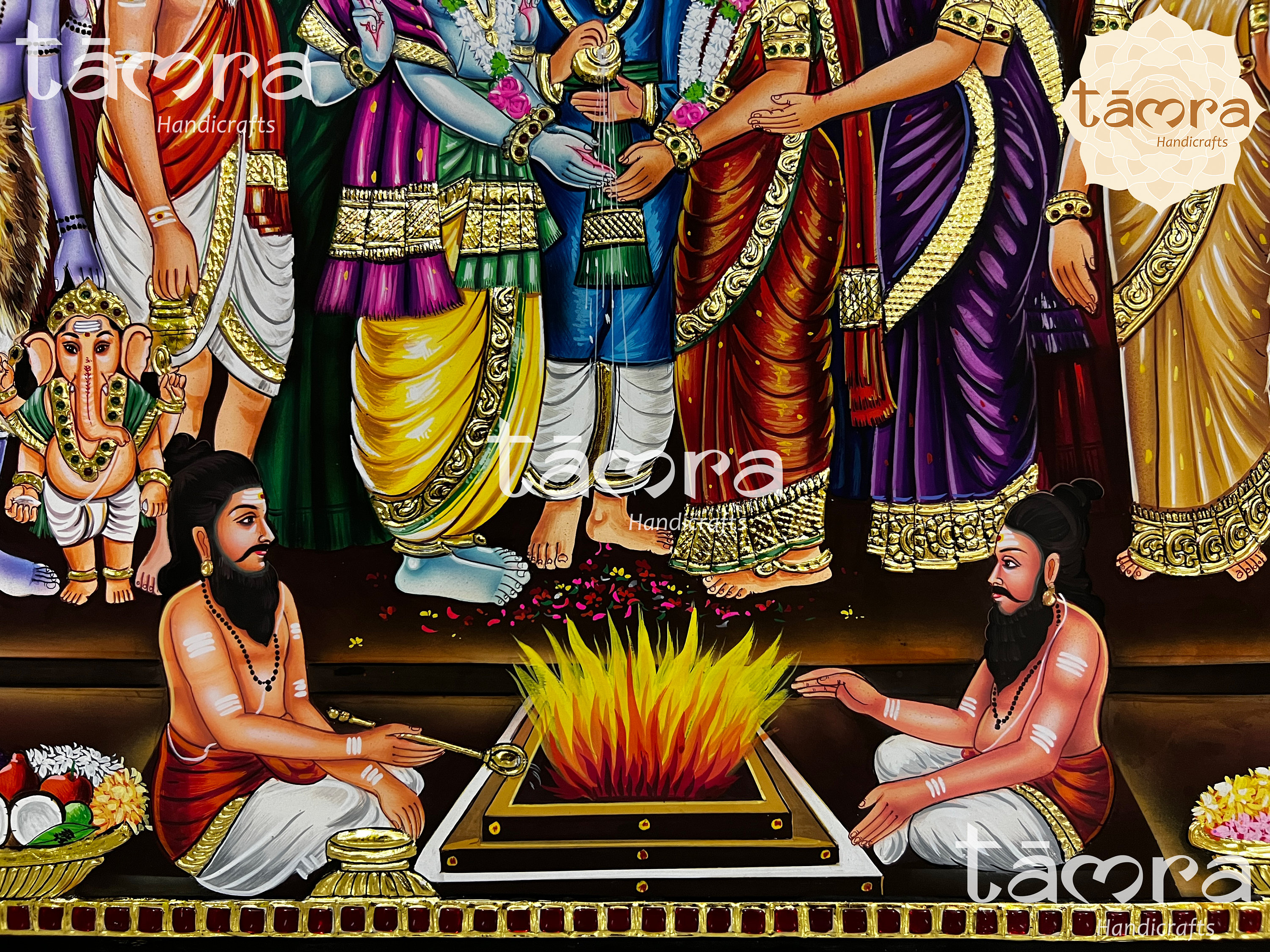 Srinivasa Kalyanam Tanjore Painting - Gold Leaf, Teakwood Frame - Etsy