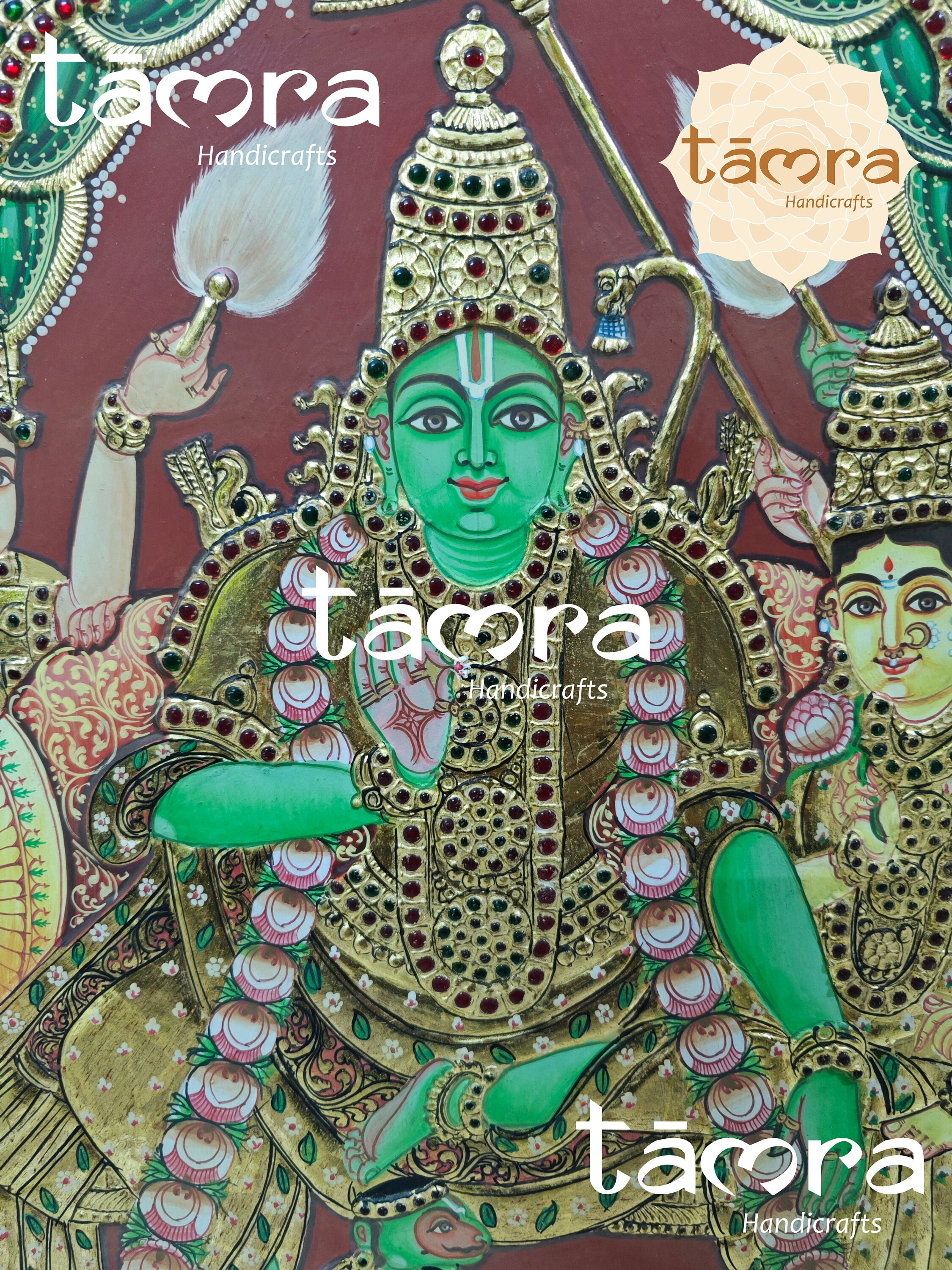 Rama Pattabhishekam Tanjore Painting With Gold Leaf (27x21x2