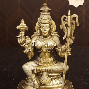 Handmade Panchaloha Lalitha Devi Idol: Hoysala Style Hindu Goddess Statue