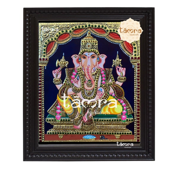 Sacred Ganesha Tanjore Painting for Pooja Room, Tanjore Painting - Ganesha, Ganesha Wall Painting, Ganesha Painting, Ganesha Photo