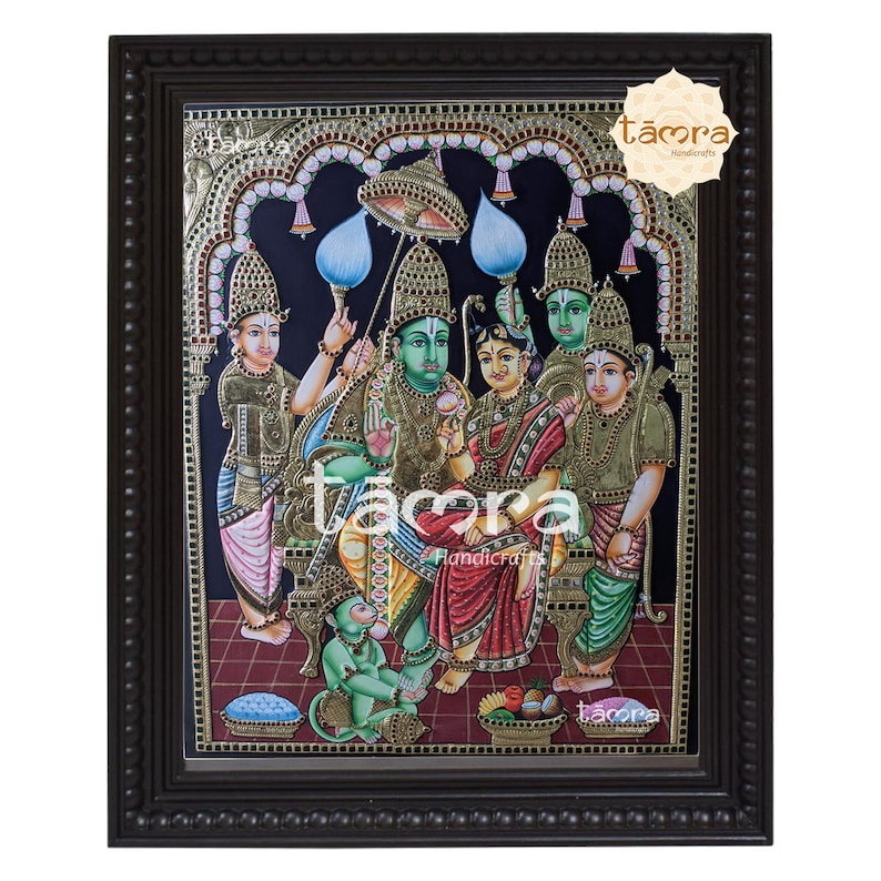 Ram Darbar Tanjore Painting Pure 22ct Gold Foil Thanjavur Etsy