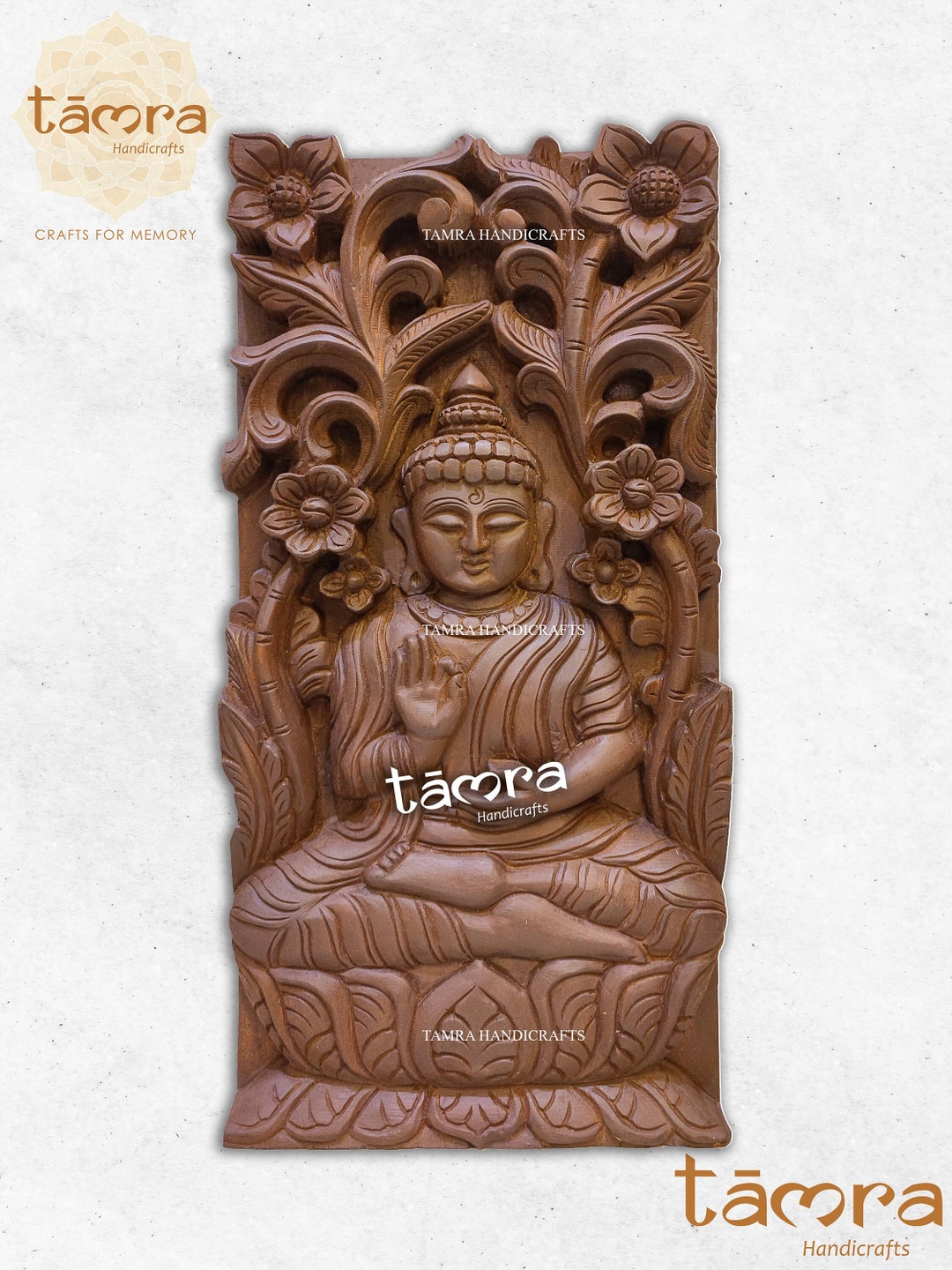 Hand Carved Wooden Buddha Wall Panel, Indian Pooja Room Decor - Etsy