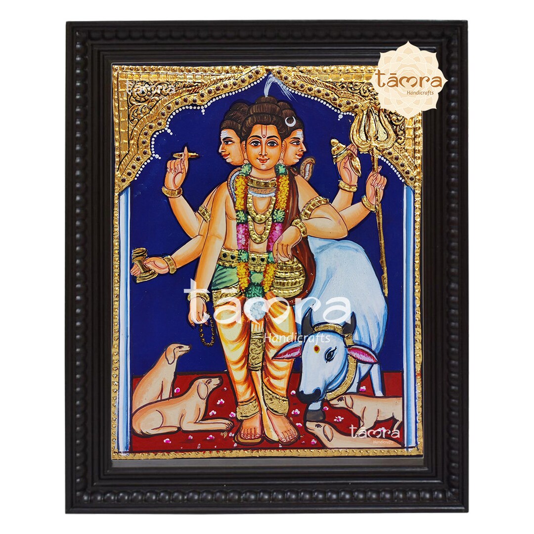 Tanjore Painting Dattatreya Painting Dattatreya Tanjore Etsy