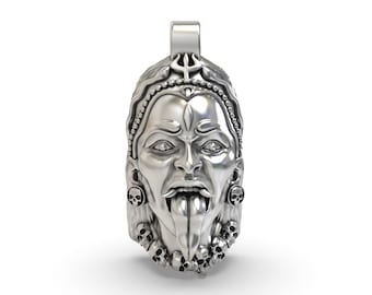 18K Gold Vermeil Kali Maa Pendant: Sterling Silver Divine Mother Goddess Jewelry