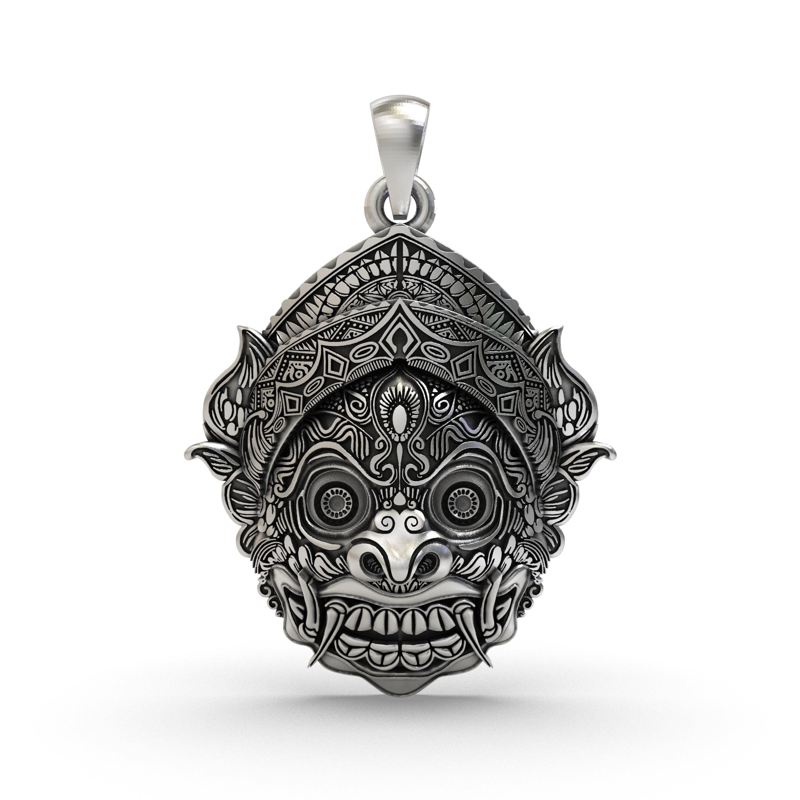 925 Silver Kirtimukha Pendant, Handmade Oxidized Guardian Amulet