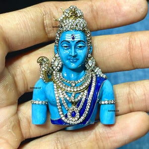 925 Silver Mahadev Pendant with Enamel Art Premium Stone Work Divine Shiva Necklace for Devotion Gifting Everyday Spiritual Iced Out Shiva
