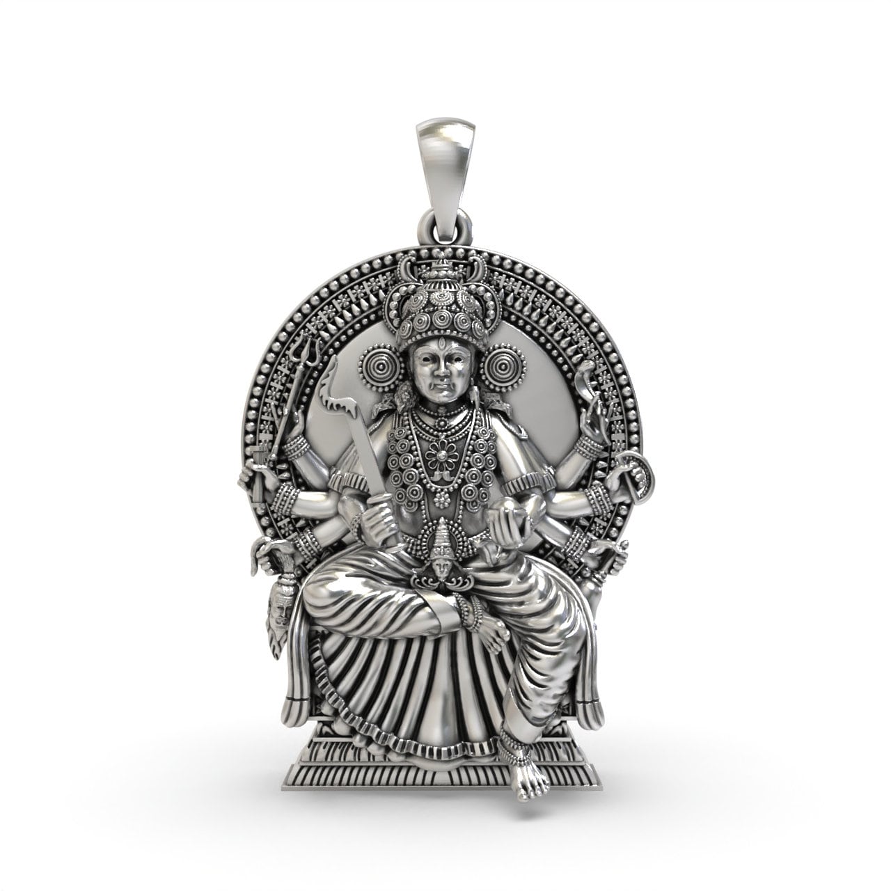 ゴビ石−1481 ゴビ瑪瑙　彫刻　『銀杏』ペンダント Chottanikkara Bhagavathi Amman Pendant 925 Sterling Silver Temple