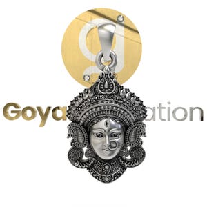 18K Gold Vermeil Durga Maa Pendant: 925 Sterling Silver Hindu Jewelry