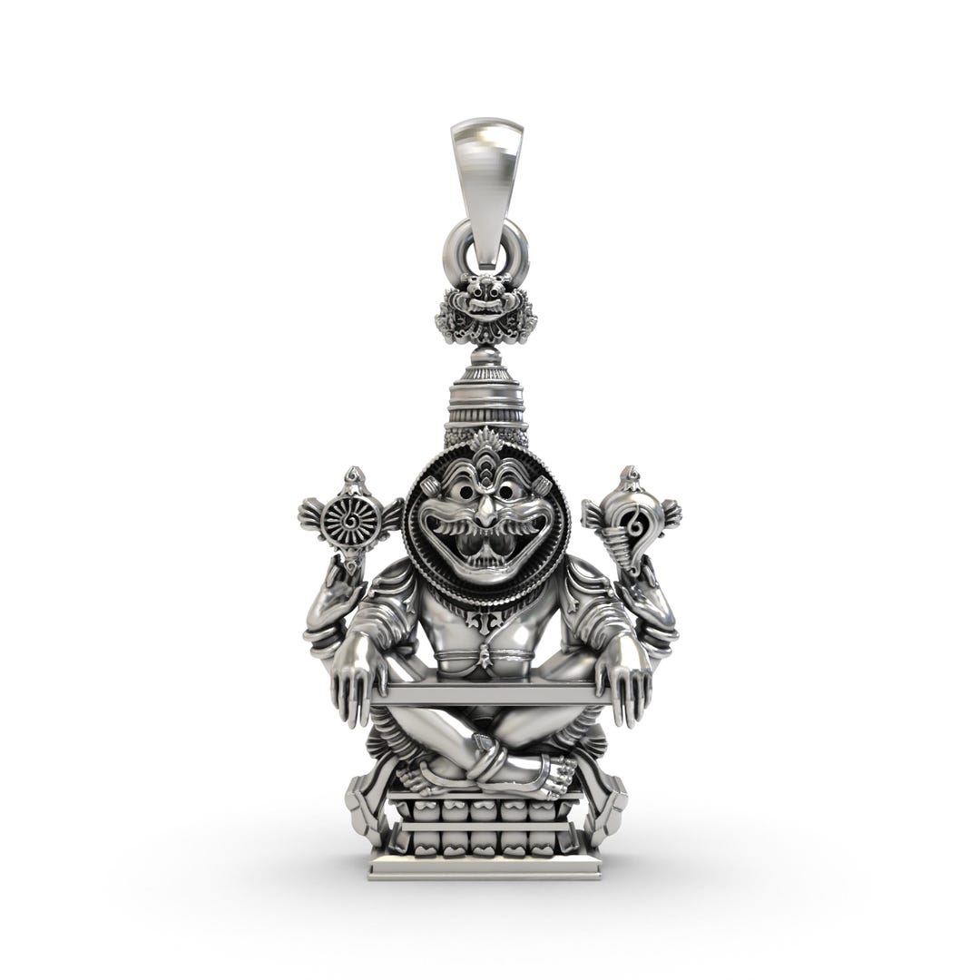 925 Silver Narasimha Pendant: Vishnu Protection Necklace, Spiritual ...