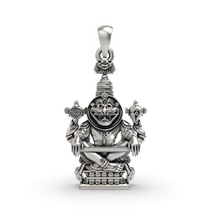925 Silver Narasimha Pendant: Vishnu Protection Necklace, Spiritual Jewelry