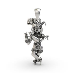 925 Silver Radharaman Solid Pendant | Radha Raman Ji Krishna Necklace | Devotional Temple Amulet