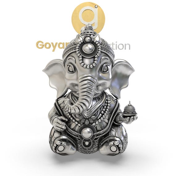 Ganesha Idol 18K Gold Filled 925 Sterling Silver Ganpati Bappa Statue