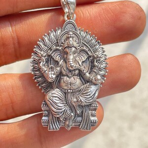 Traditional Hindu god pendant made in 925 sterling silver for Ganesh Chaturthi, meditation, puja, and gifting