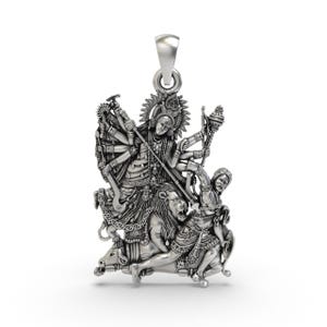 18K Gold Durga Maa Pendant: Hindu Goddess Amulet for Protection