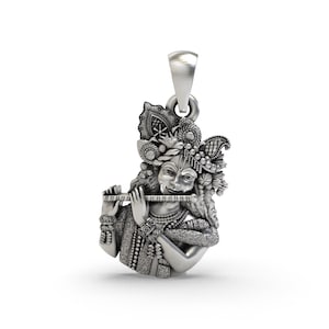 Krishna Pendant 925 Sterling Silver | Shri Krishna Necklace | ISKCON Devotional Charm