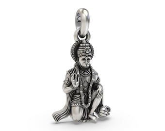 925 Silver Hanuman Pendant: Handcrafted Spiritual Amulet